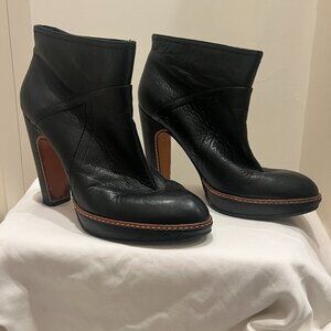 Modern Vintage Black Leather Booties Size 40/US 10